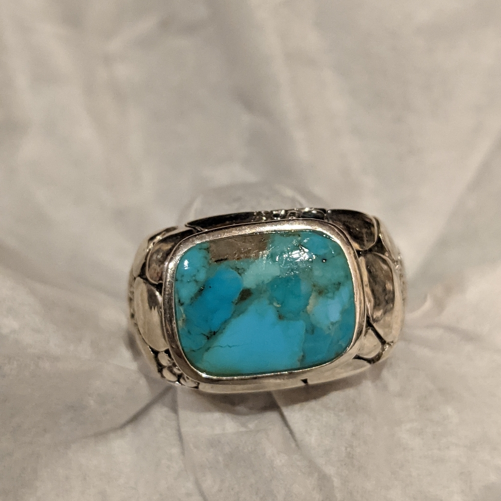 Kingman Turquoise .925 Silver Ring, size 8.5 - Picture 14 of 16